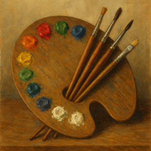Artist palette and brushes